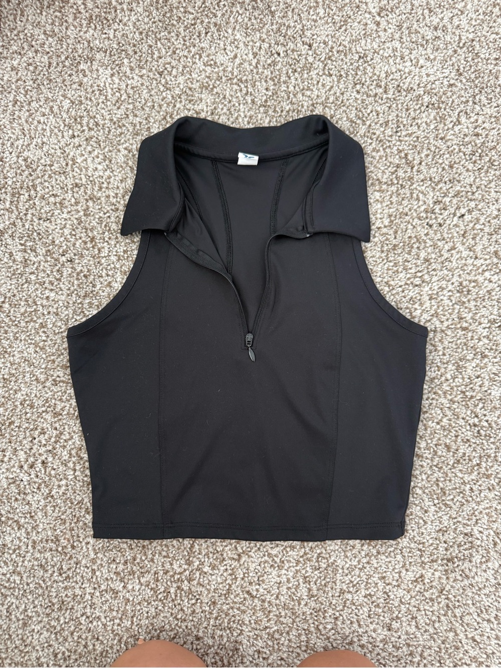 Athleta Black Sleeveless Zip Polo Crop